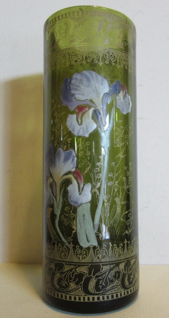 Antique French Legras vase enameled flowers by ElflingAntiques