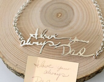 Memorial Signature Bracelet - Personalized Handwriting Bracelet - Keepsake Jewelry in Sterling Silver - Christmas Gift - MOTHER GIFT