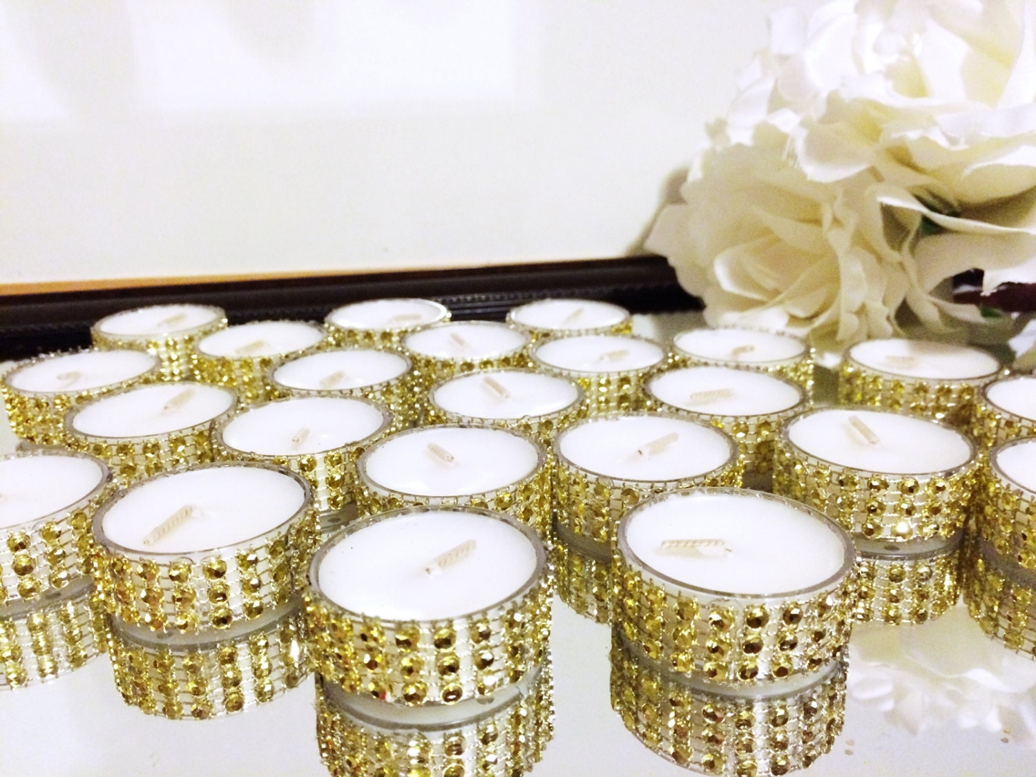 24 gold Bling Tea light holders tea lights by EverydayDesignEvents