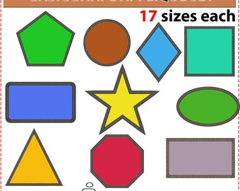Basic Shapes Applique Set. Shapes embroidery design set. Star applique. Circle applique. Triangle applique. Oval. Machine embroidery design