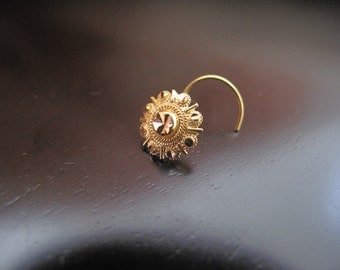 18k Gold Nose Stud, 18k Gold Nose Ring, 18k Indian Gold Nose Ring, Gold Boho Jewelry