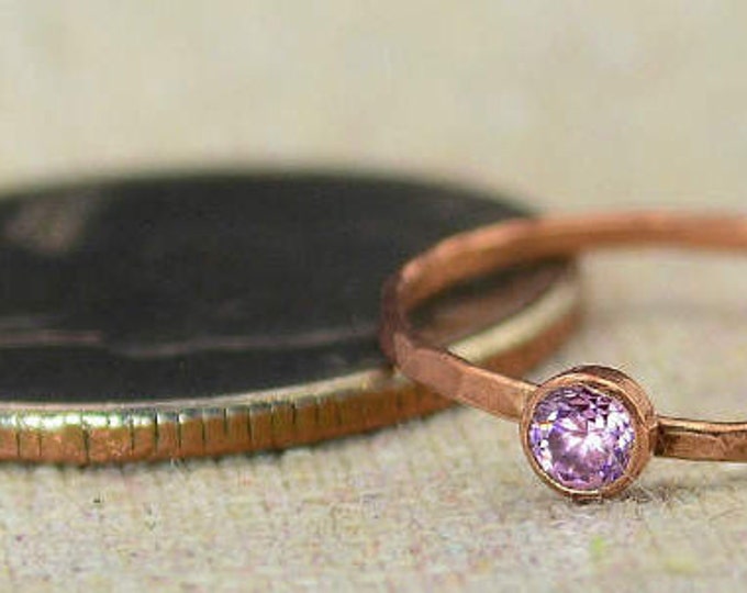 Dainty Copper Pink Tourmaline ring, copper mothers ring, copper ring, copper stacking ring, October birthstone ring, pink copper ring