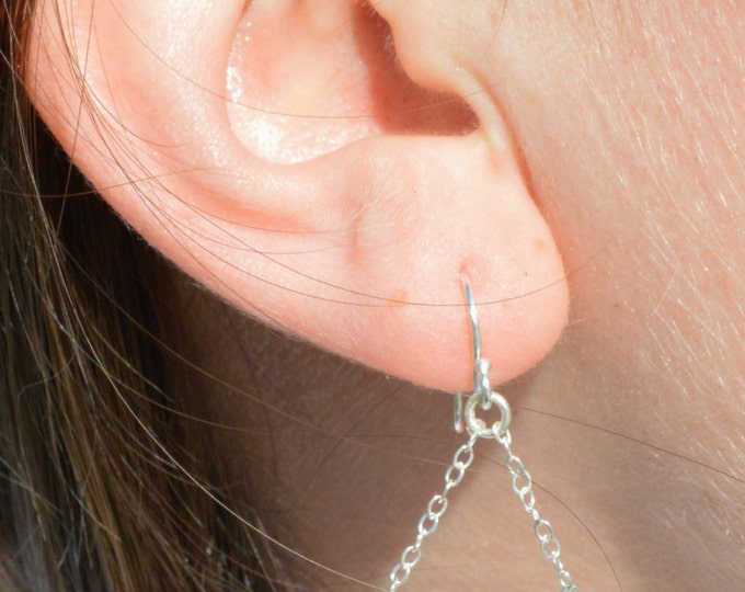 Moonstone Earrings, Delicate Earrings, Gold Earrings, Sterling Earrings, Rose Earrings, Copper, Dangle Earrings, Gemstone, White Earring