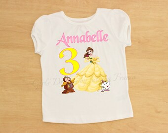 Belle Birthday Outfit, Belle Tutu,Belle Outfit,Belle Personalized Shirt,Girls Belle Shirt,Princess Shirt,Belle Birthday,Beauty and the Beast