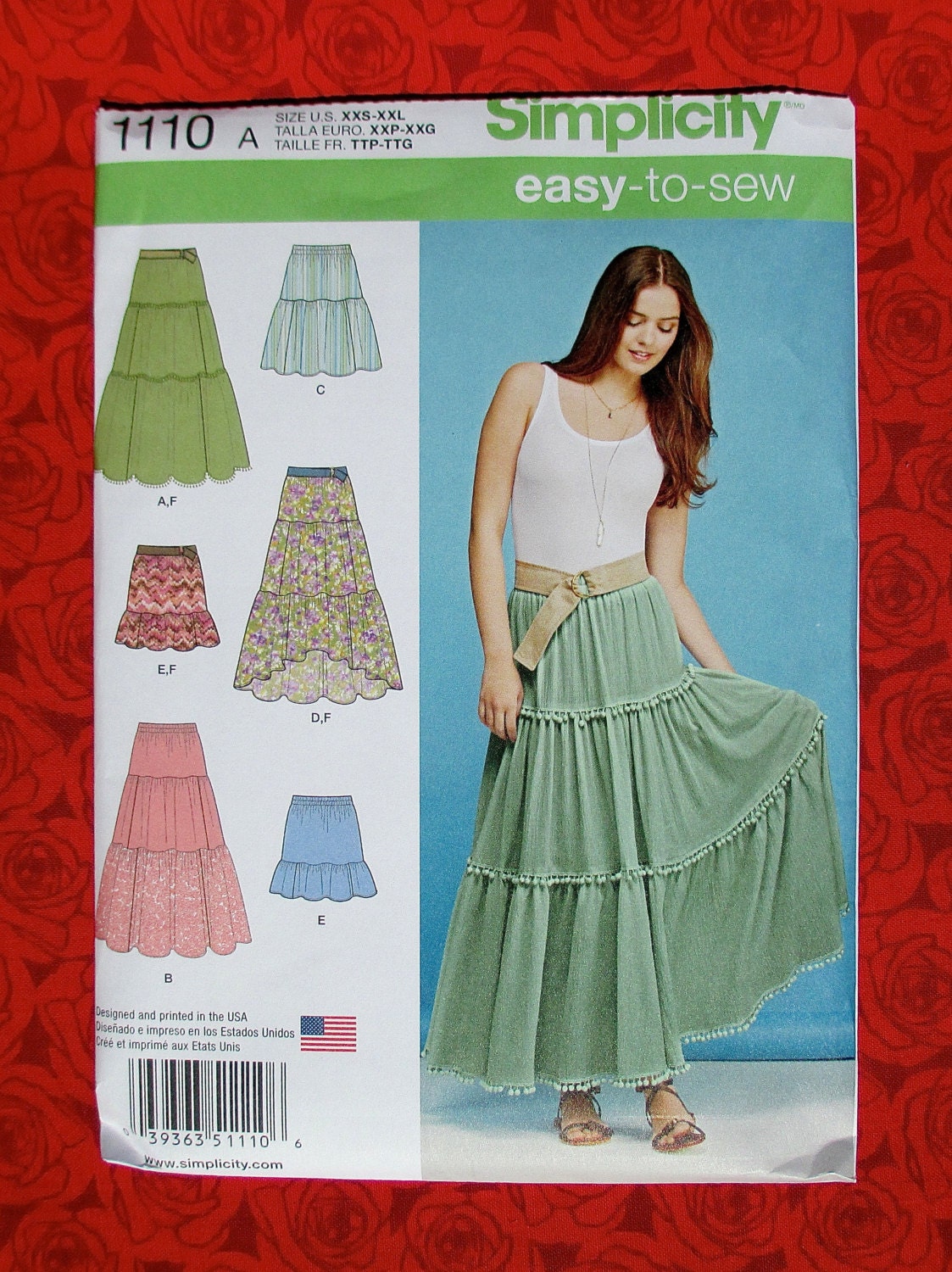 Simplicity Sewing Pattern 1110 Tiered Skirt by AlicesSewingCorner