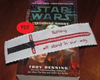 Kylo Ren Lightsaber (Star Wars) Cross-stitch pattern - Bookmark (PDF/Digital File)