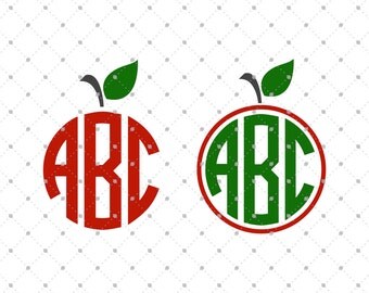Apple SVG Cut Files, School SVG cut files, Apple Monogram svg cut files for Cricut, Silhouette and other Vinyl Cutters, svg files D2