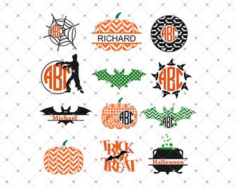 Halloween SVG cut files, Halloween Monogram svg, Bat svg, Pumpkin svg cut files for Cricut, Cut files for Silhouette, svg files