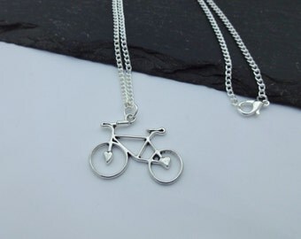 Bicycle Necklace, Bike Necklace, Silver Plated Chain, Charm Necklace, Cyclist Gift, Bike Gift, Bike Jewellery, Chain Necklace, Cyclist