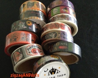 Halloween Washi Tape, Masking Tape, Decorative Tape, Halloween Theme Tape, Various Designs, Scrapbooking, Cardmaking, Your Choice of 1 Pack