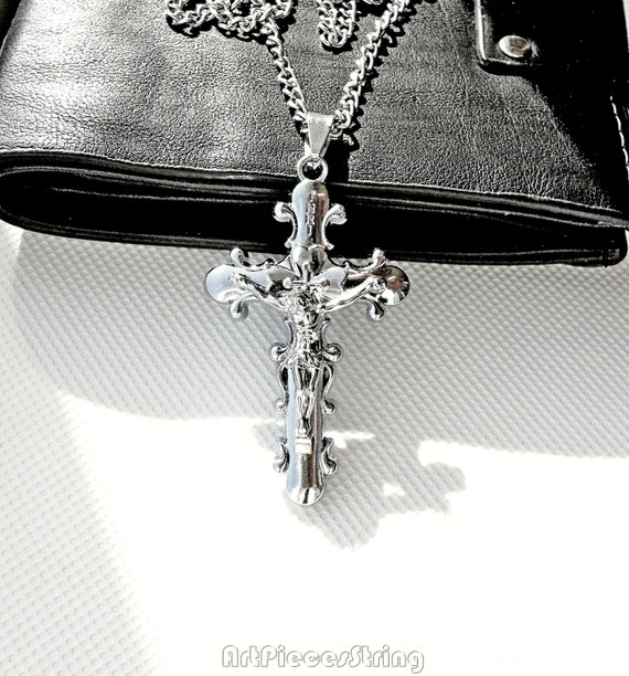 Cross Jesus calvary pendant necklace religious INRI crucifix