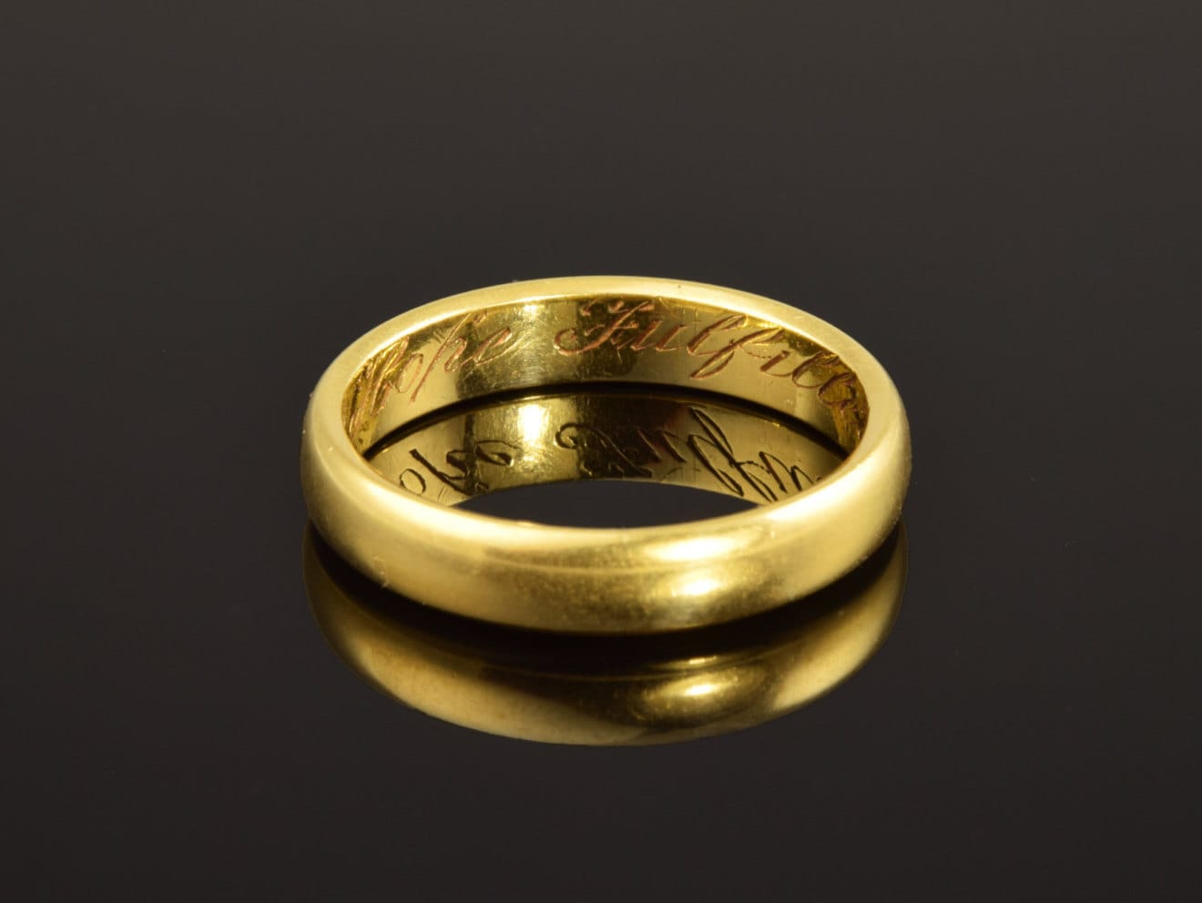 Antique posy ring inscribed A Hope Fulfilled. 18th March