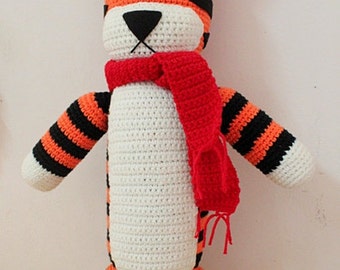 Huge Tiger Handmade Crochet Big 19'' Tall, Handmade Hobbsy Tiger, Knitted Hobbsy