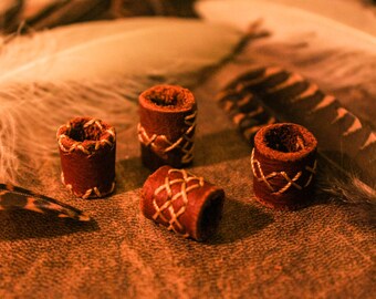 Leather Dreadbead - Simple decoration - Handmade Dread bead - Goa Bohemian Hippie - Dreadlock accessories - Dreadlock beads