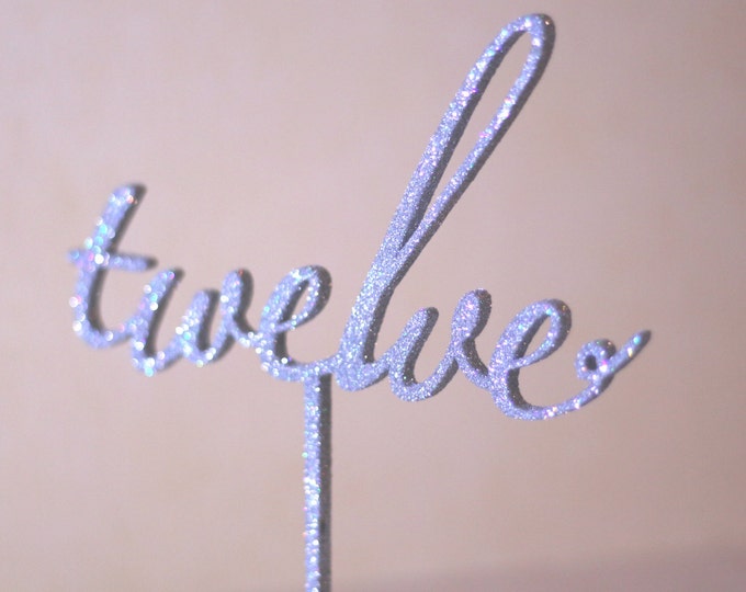 Silver glitter table numbers, with the stick, non-free standing