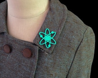 Atomic Atom Brooch / Pin - Laser Cut Acrylic Atomic Symbol Pin