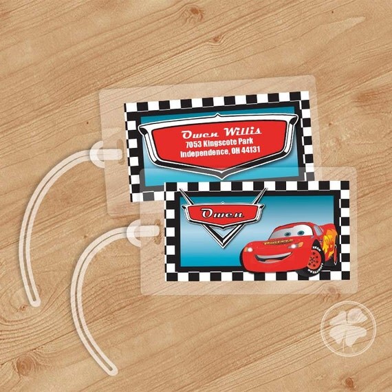 Lightning McQueen - Luggage Tag, Bag Tag, Backpack Tag, ID Tags, Personalized, Custom Il_570xn