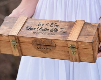 Ceremony Wine Box - Wine Capsule - Wedding Wine Box - Rustic Wedding Shabby Chic Wedding - Lockable Wine Box - Personalized Wine Box Gift