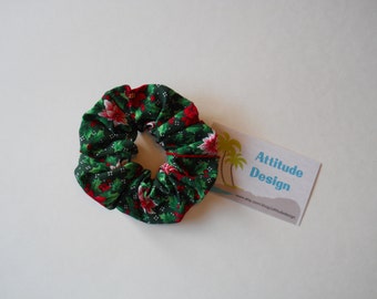 Christmas Scrunchie Poinsettias and Holly