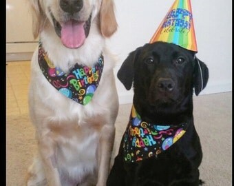 Tie-on Dog Bandana Happy Birthday - XSmall/Small/Medium/Large/XLarge