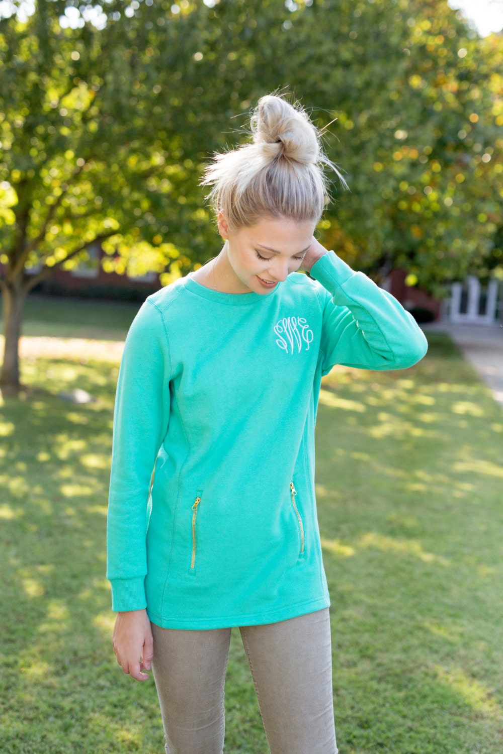 Ladies' Monogrammed Hamptons Sweatshirt with Zippered Pockets | Multiple Colors
