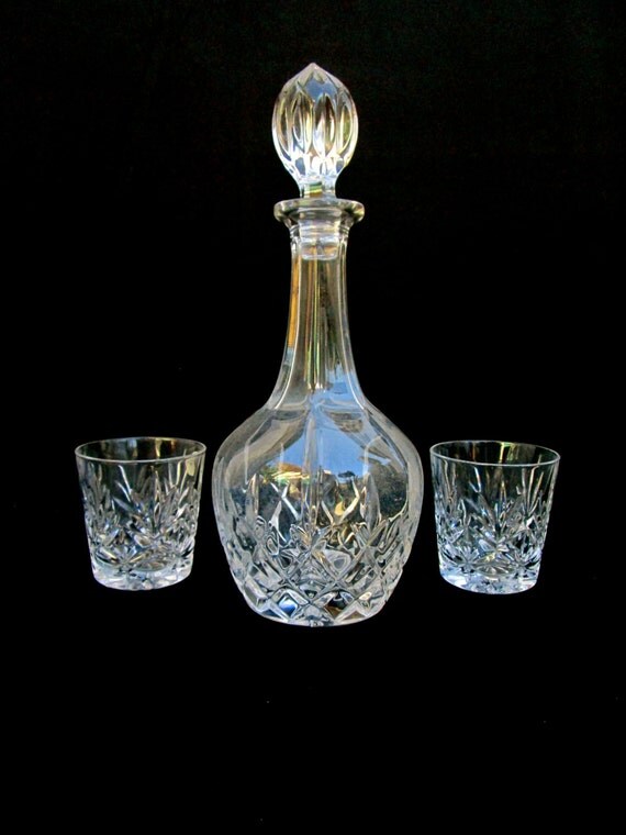 Vintage French Crystal Decanter & Double Old Fashioned Glass