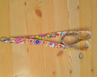 Lanyard fob,fabric lanyard,lanyard id,id holder,badge holder,rainbow lanyard,rainbow fob,mandala lanyard,kawaii lanyard,id lanyard