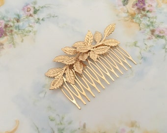 Gold Leaf Hair Comb.Gold Branch Hair Comb.Gold Leaf Bridal headpiece.Leaf fascinator.Gold Leaf hair accessory.wedding hair piece.Grecian