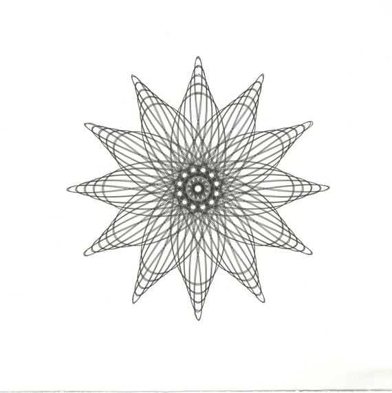 Items similar to Flower Line Drawing, Original ink Drawing Intricate