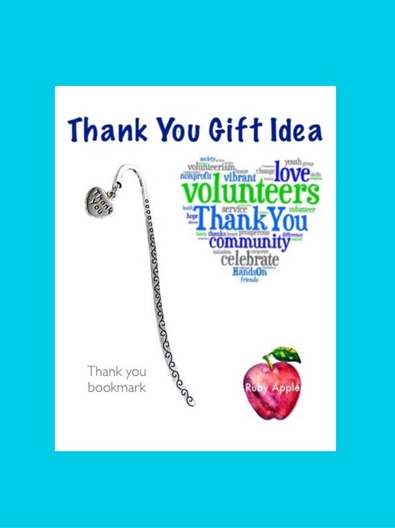Silver Thank You Bookmark Volunteer Appreciation by RubyAppleBooks