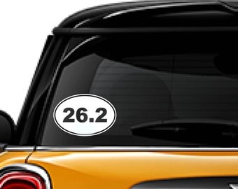 26.2 window decal, FREE SHIPPING, White vinyl 26.2 decal