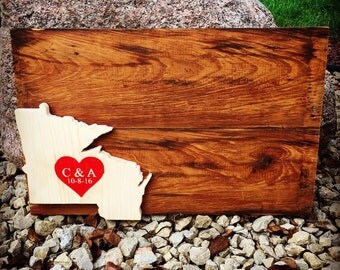 State Wedding Guestbook - Custom Reclaimed Wood Wedding Wall Decor