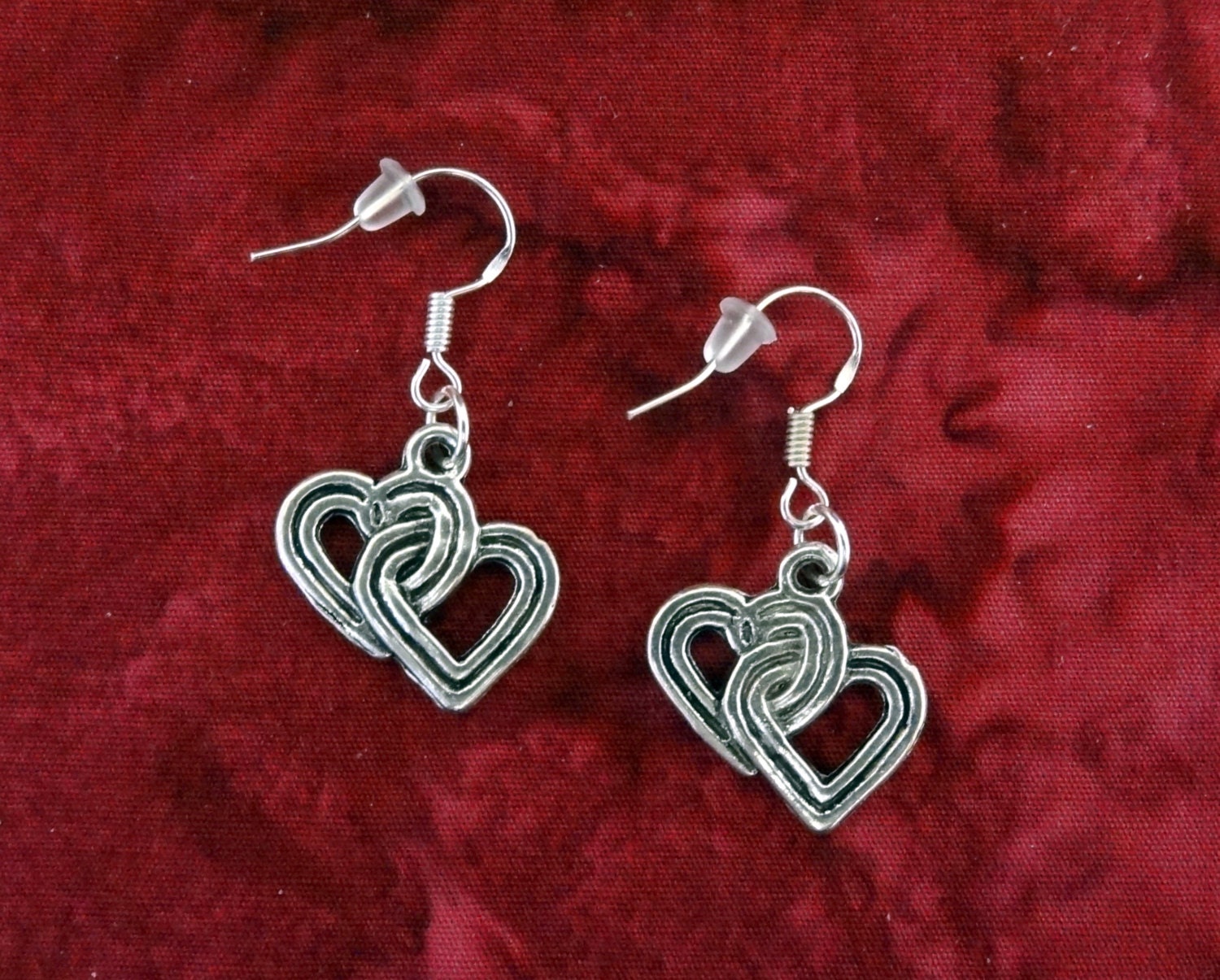 On SALE Double Heart Earrings.Valentines Day Gifts For