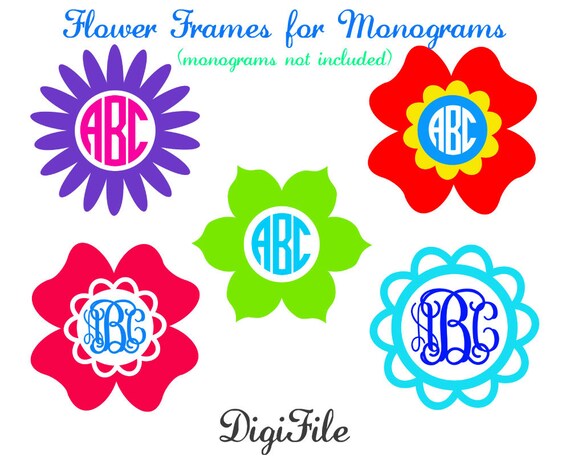 Download Flower Frames for Monograms SVG DXF EPS for Cricut Design