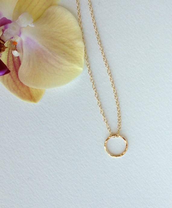 Small Circle Delicate Gold Necklace Dainty Gold Necklace