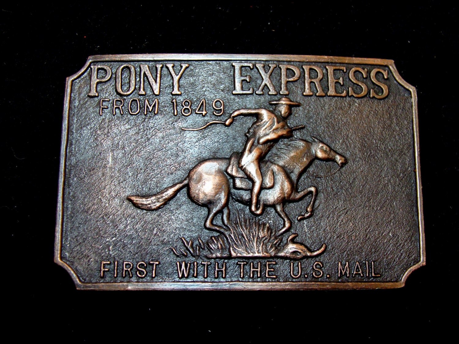 Vintage pony express belt buckle-First with the US by BECKSRELICS