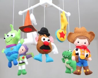 Baby Crib Mobile - Toy Story - Nursery Toy Story Mobile - Woody,Potato Head,Buzz Lightyear,T-Rex, Inspired toy story movie