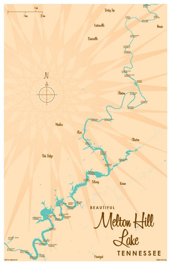 Melton Hill Lake TN Map Print