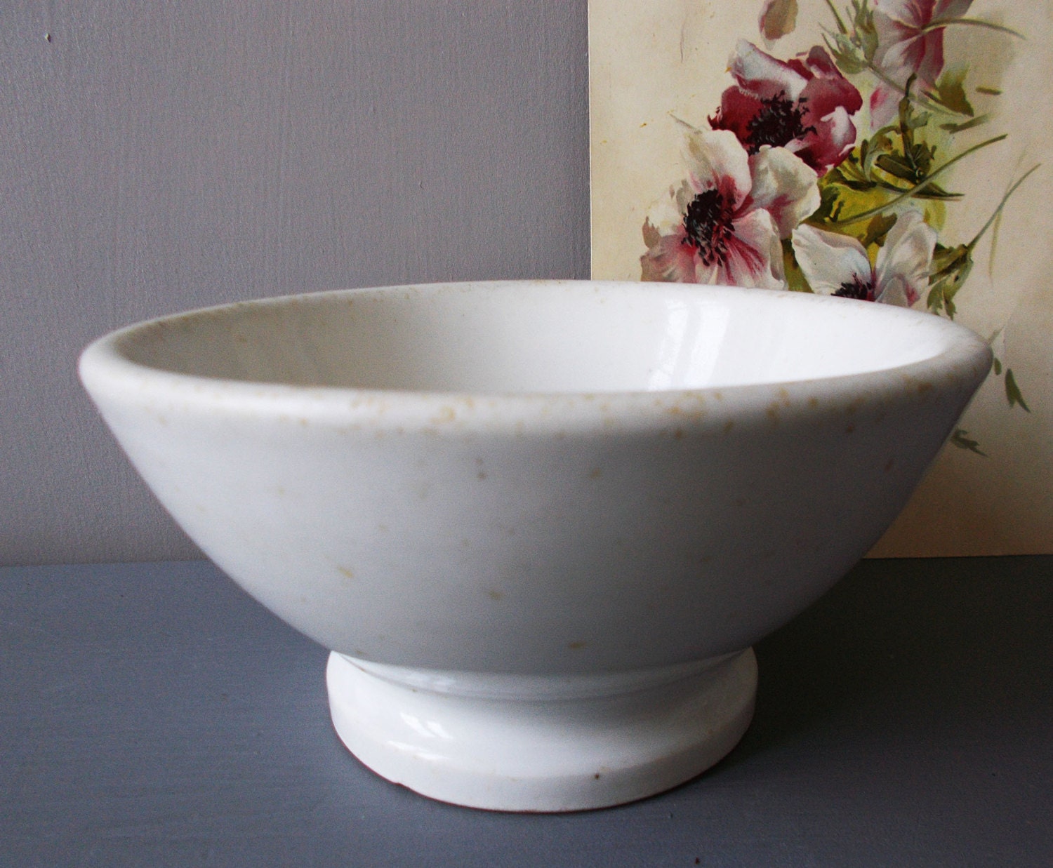 White French Bowl Antique Bowl Small Mixing Bowl Ironstone