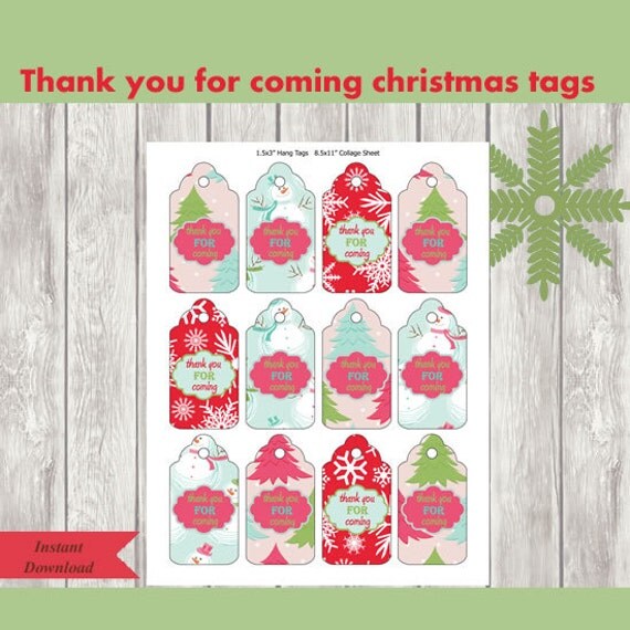 christmas decoration thank you for coming tags printable gift