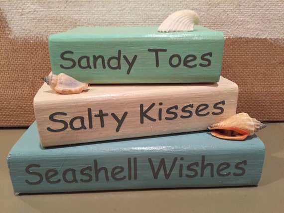 Beach Decoration Sandy Toes Salty Kisses Seashell by sandandslate