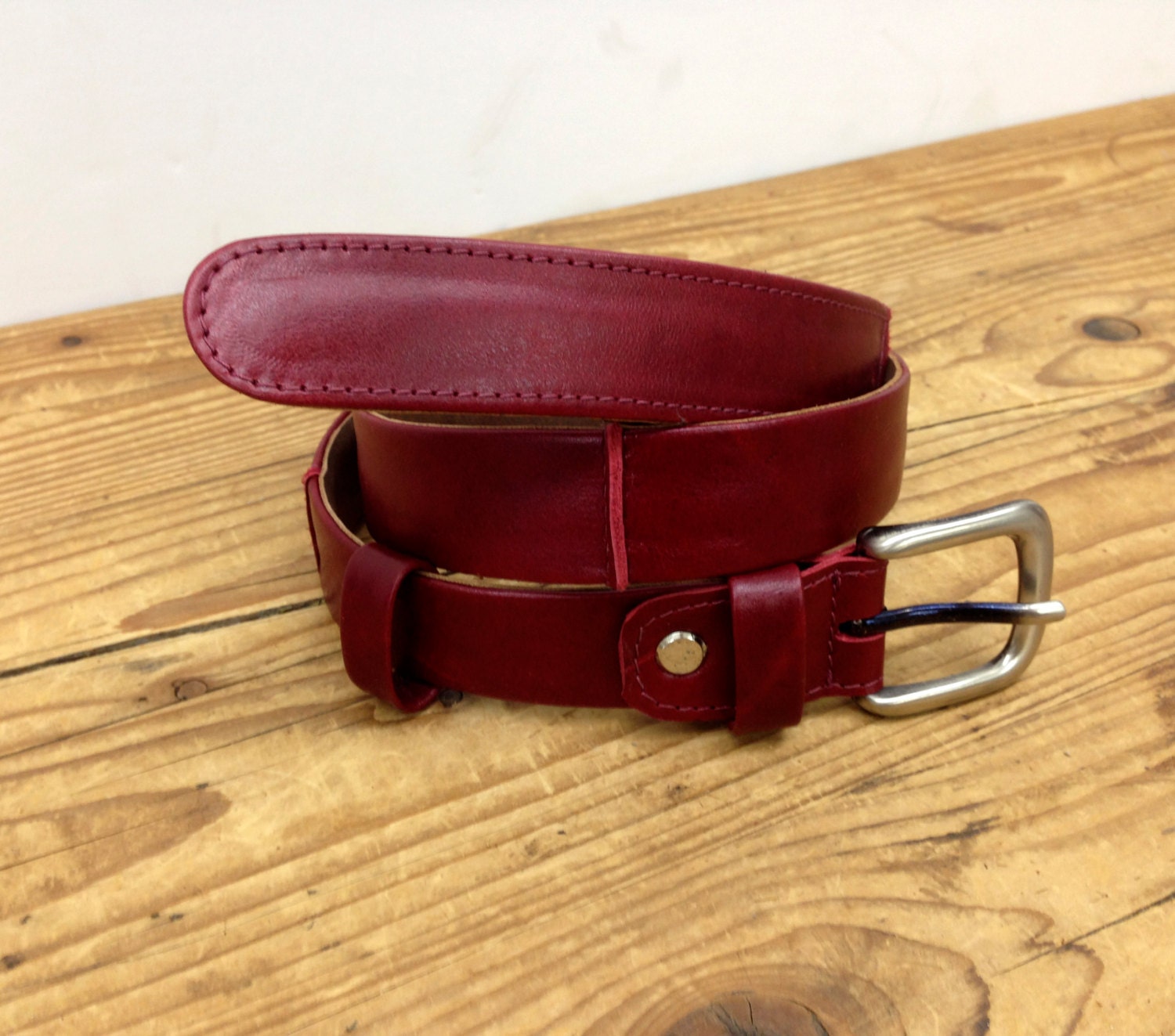 Sale Deep red Leather Belt Leather Women&#39;s leather belt