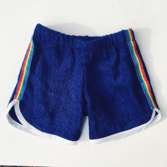 Retro rainbow track shorts kids terrycloth shorts by FinleyandBub