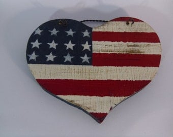 Americana Style, Hand Painted, wood heart, Celebrate the 4th of July in style, Great gift idea ,Bright colors, summer celebration, Americana