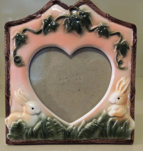 Bunny Rabbit Photo Frame Perfect for Easter Majolica Style