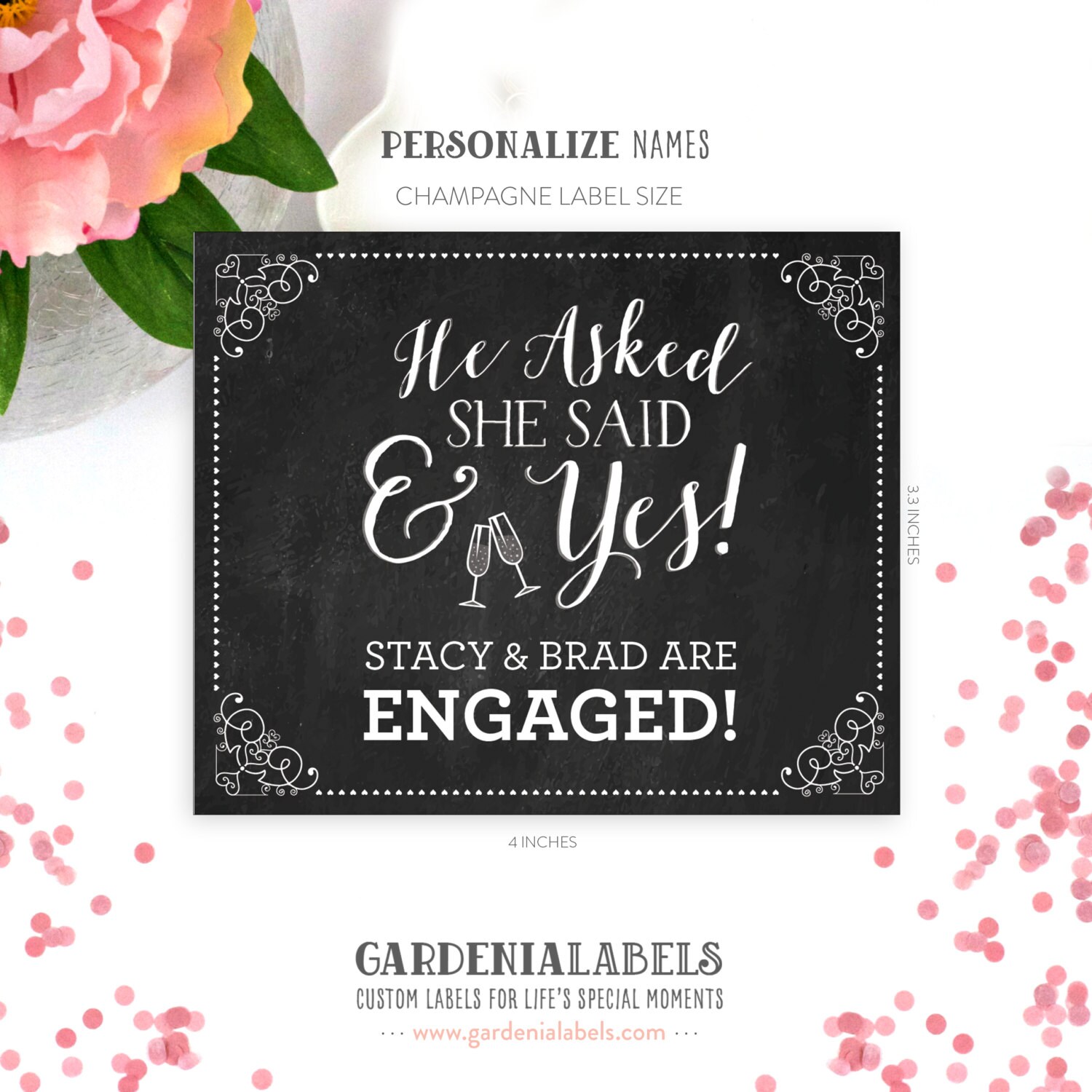He Asked She Said Yes Engagement Label Congratulations to