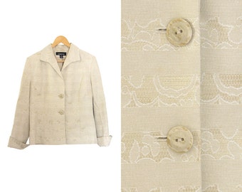 Vintage beige blazer. Oatmeal jacket. Blazer jacket. Womens jacket. Made in Canada.