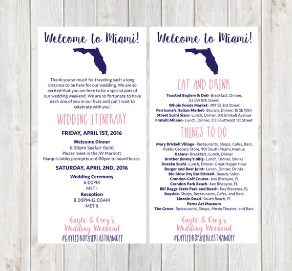 Welcome Letter Wedding Itinerary Hotel Welcome Letter