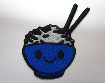 Smiling Rice Bowl PATCH Iron or Sew on patch