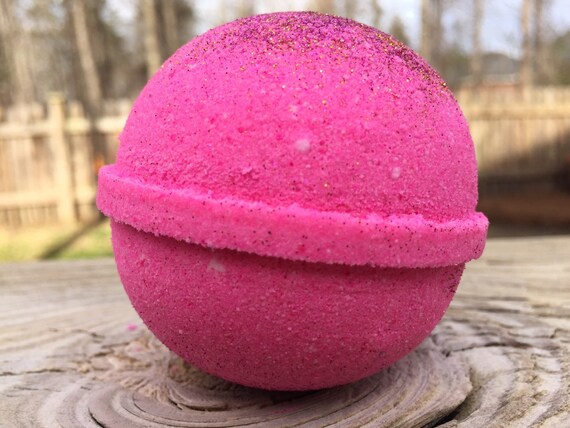 Princess Bath Bomb hot pink glitter lavender vanilla